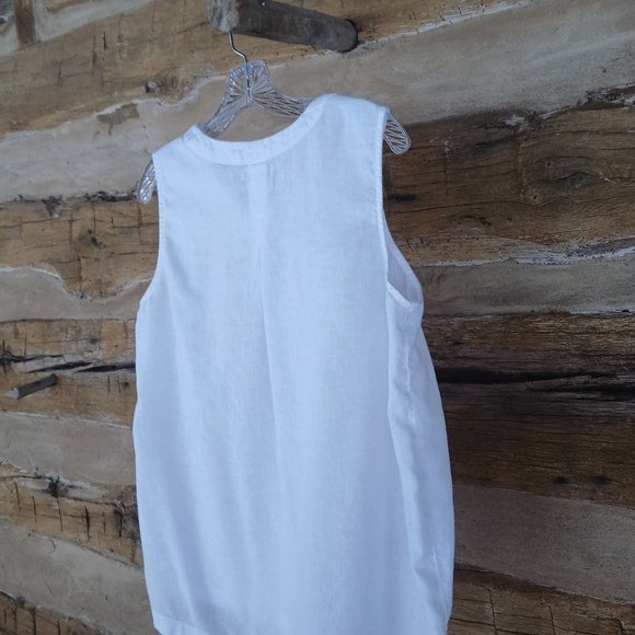 Kim Rogers White Sleeveless Linen Blend Tunic Medium - Picture 6 of 8